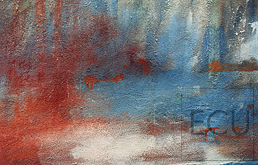 Color photograph of a Venetian wall in Chioggia displaying the modern, abstract and contemporary design that is part of Venetian and Italian artistic tradition